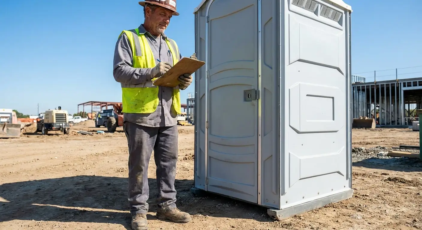 Portable toilet delivery truck ready for service in Rockledge, FL