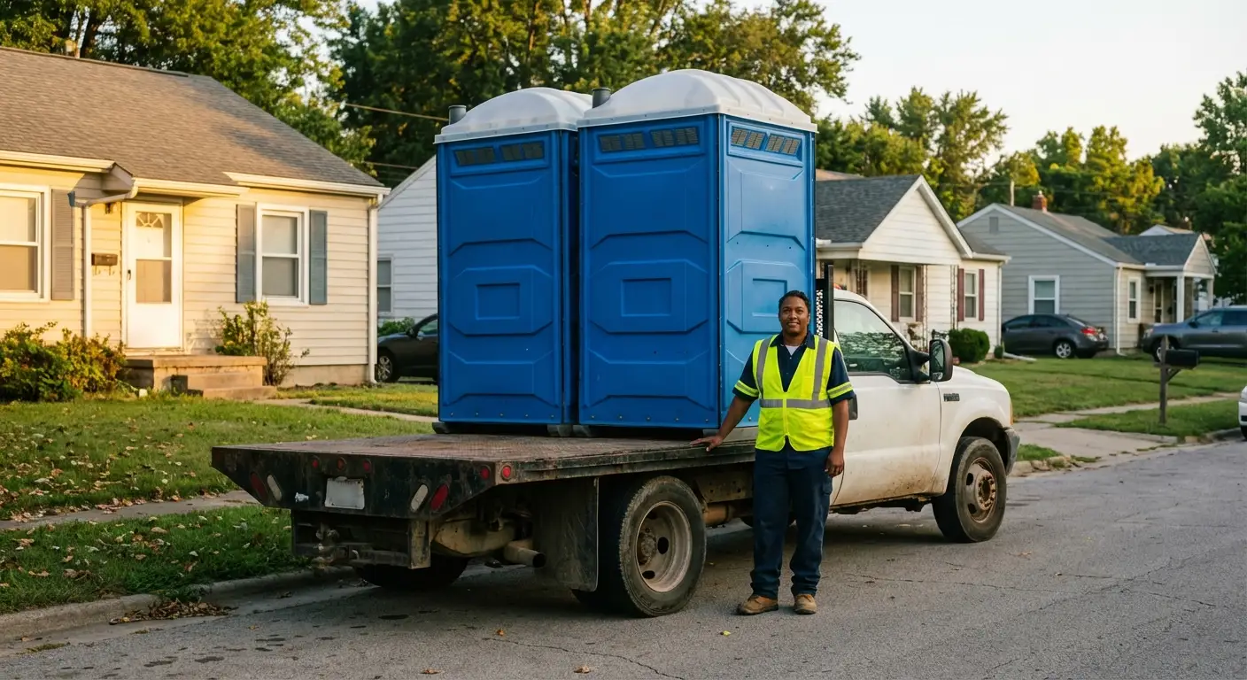 Space Coast Sanitation founder with original service truck in Rockledge, FL